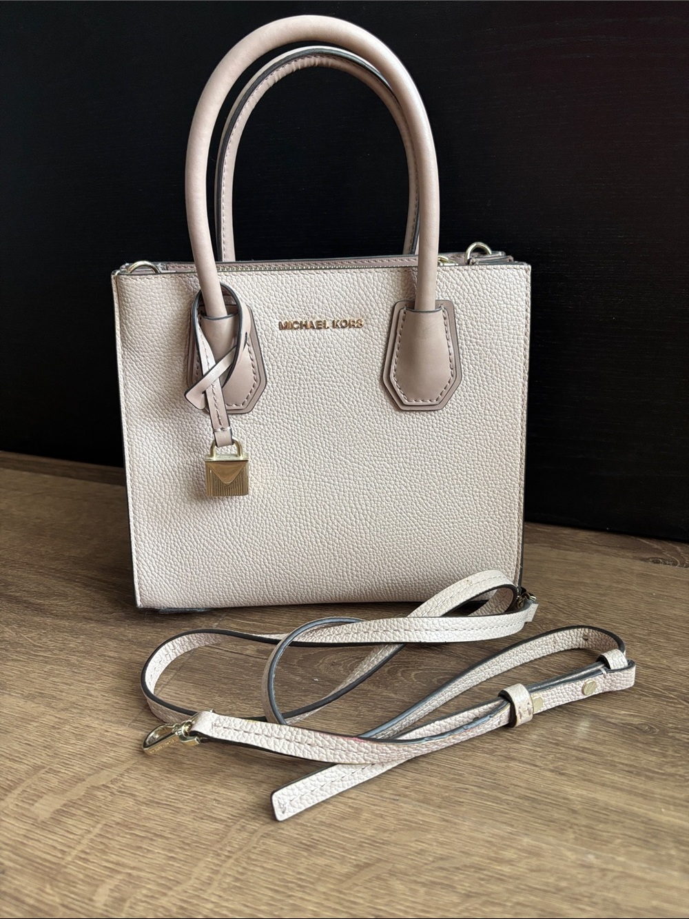 Michael Kors Light pink Pebbled Leather Satchel